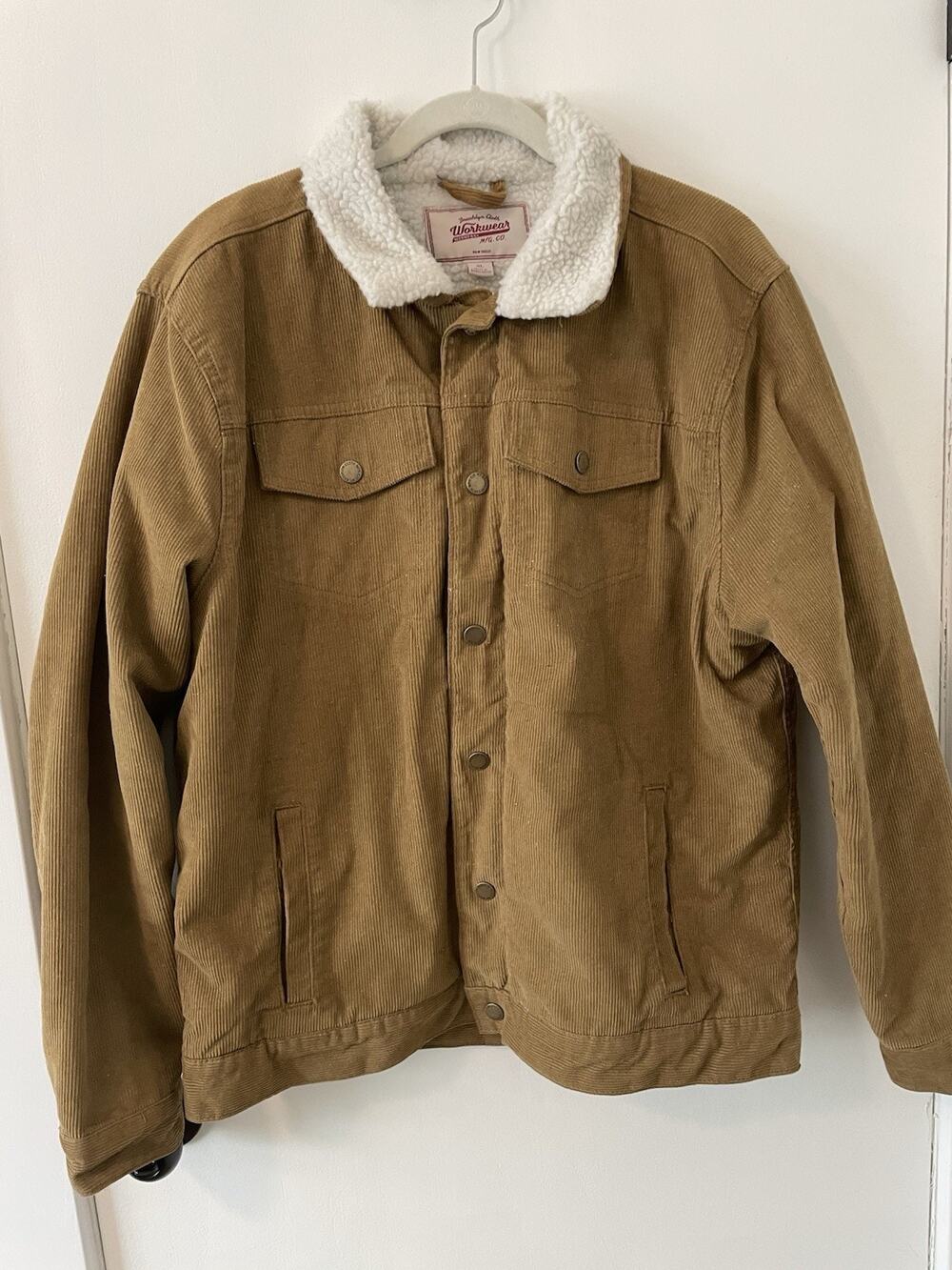 Brooklyn Cloth Jacket Mens XL Brown Corduroy Sherpa Lined Trucker Western #E